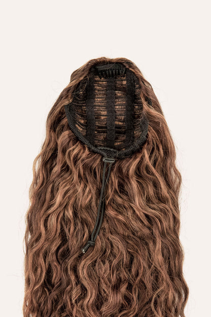 Highlighted Brown Curly Ponytail Extension