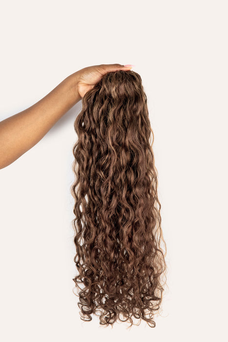 Curly Ponytail Highlighted Brown
